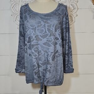 Anthropologie Saturday/Sunday "Rinona" Blue Perforated Top SZ M